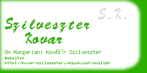 szilveszter kovar business card
